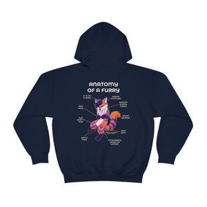 Furry Orange and Blue - Hoodie T-Shirt Artworktee Navy Blue S 