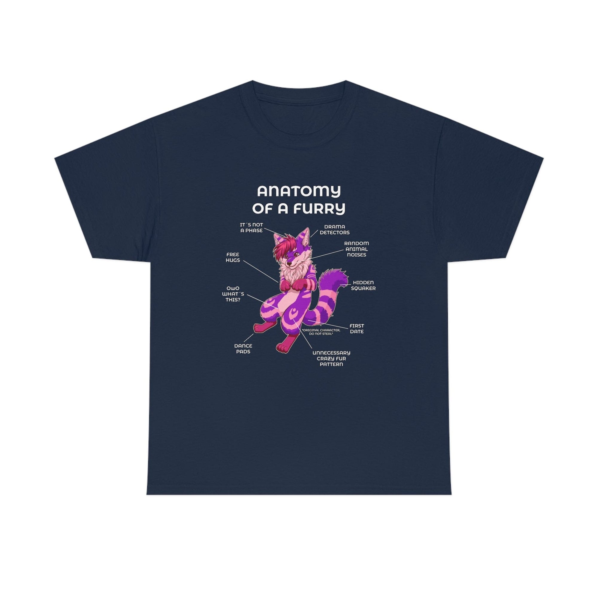 Furry Purple and Pink - T-Shirt T-Shirt Artworktee Navy Blue S 