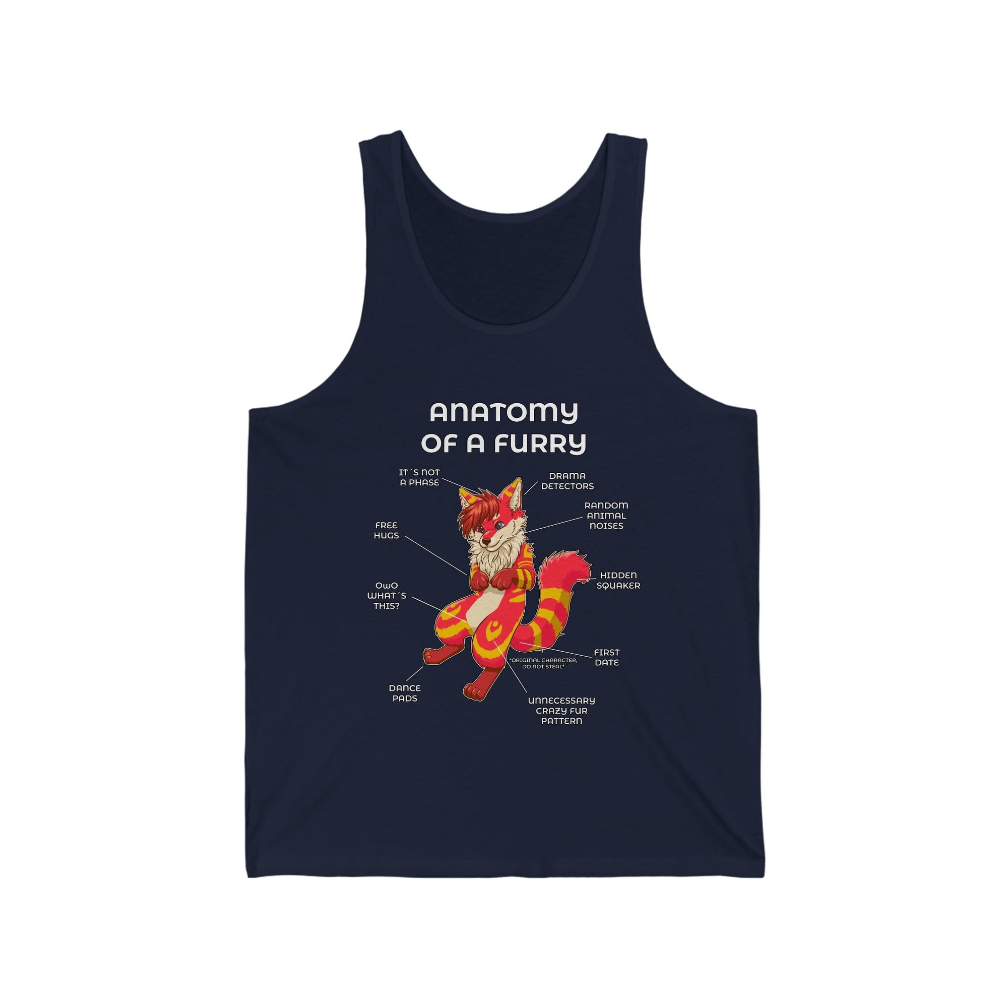 Furry Red and Yellow - Tank Top Tank Top Artworktee Navy Blue XS 