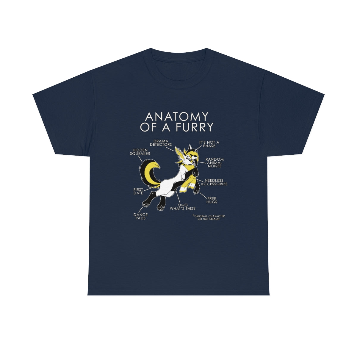 Furry Yellow - T-Shirt T-Shirt Artworktee Navy Blue S 