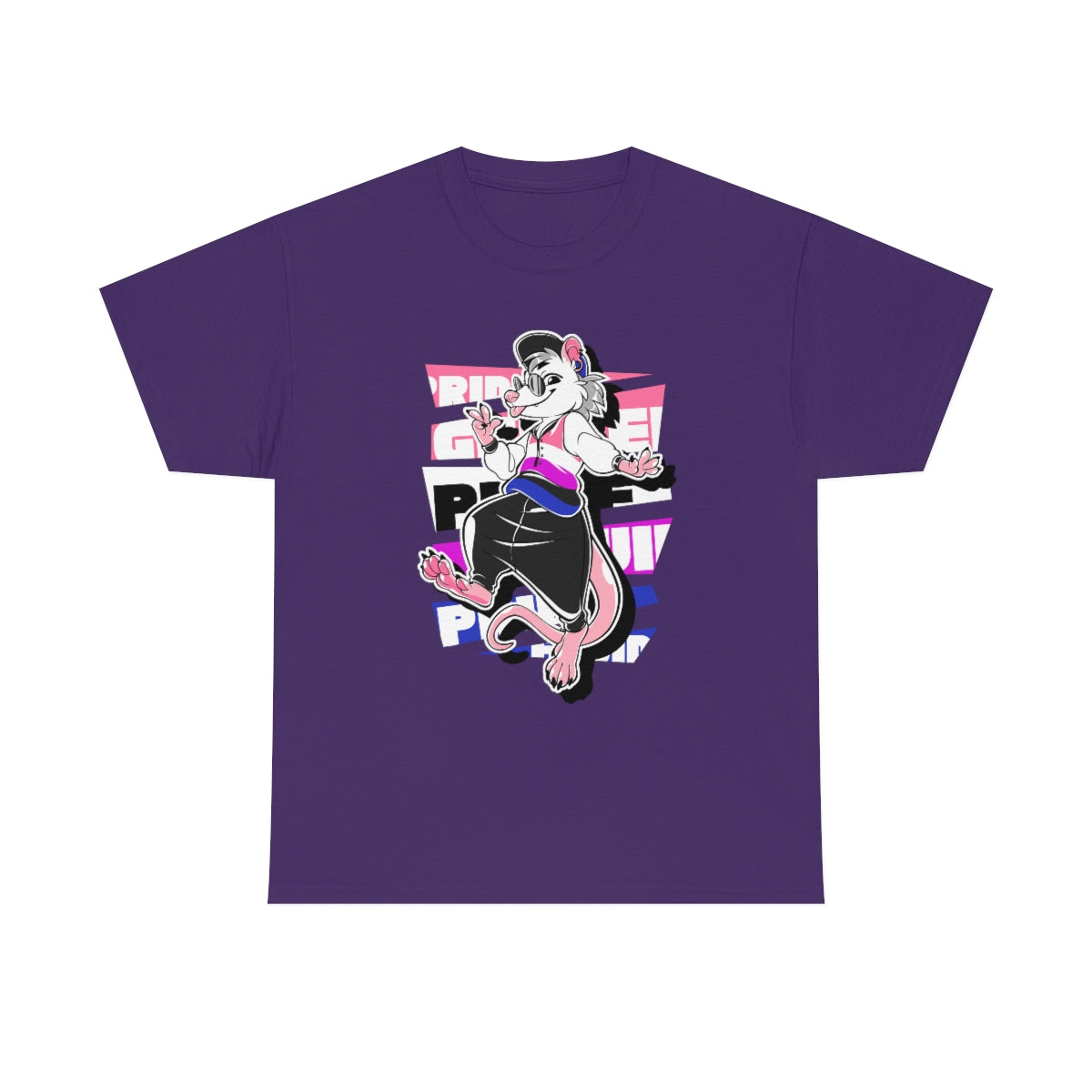 Genderfluid Pride Frankie Opossum - T-Shirt T-Shirt Artworktee Purple S 