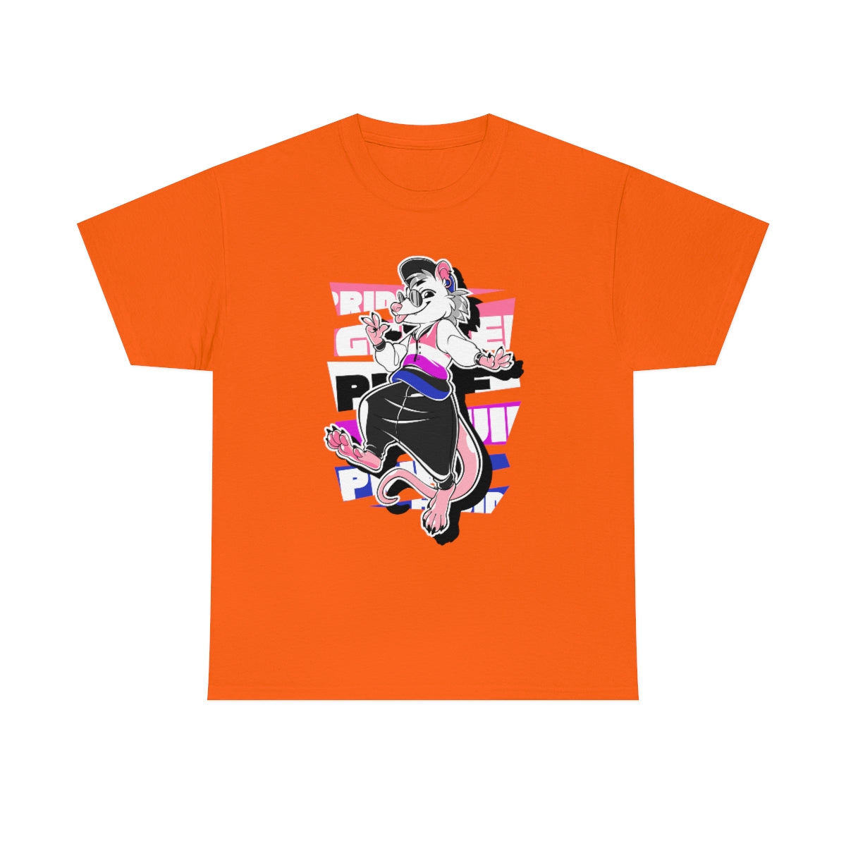 Genderfluid Pride Frankie Opossum - T-Shirt T-Shirt Artworktee Orange S 