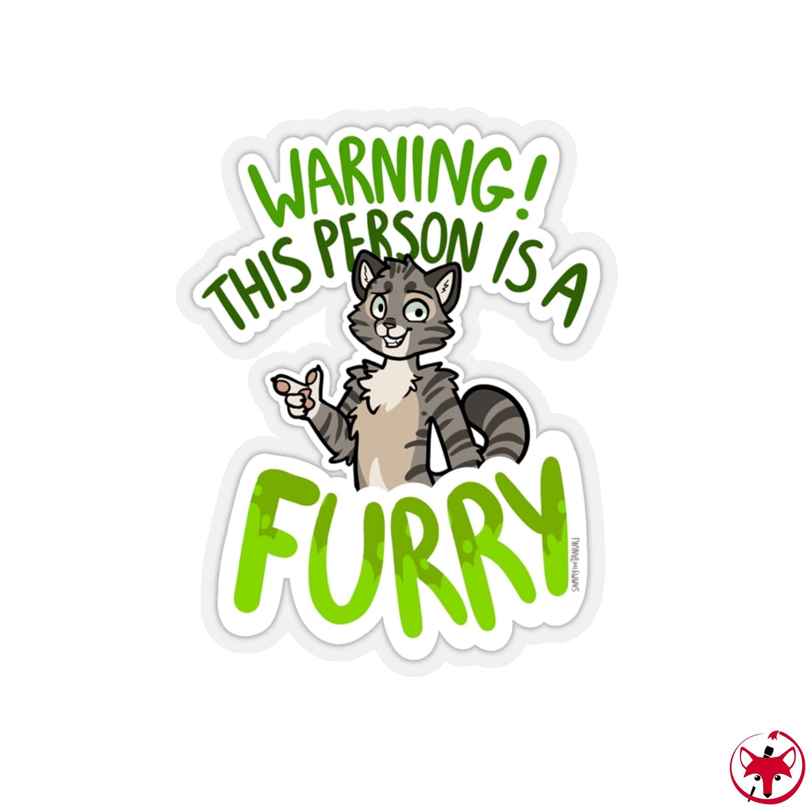 Grey Cat - Sticker Sticker Sammy The Tanuki 