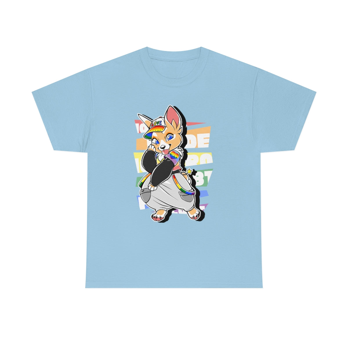 Homoromantic Pride Riley Corgi - T-Shirt T-Shirt Artworktee Light Blue S 