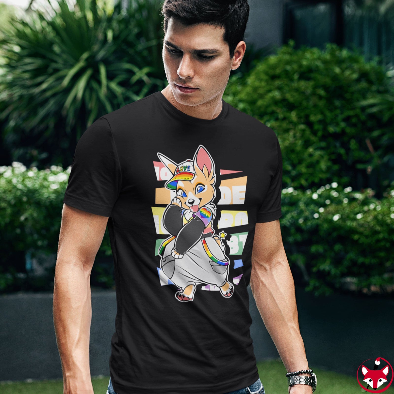 Homoromantic Pride Riley Corgi - T-Shirt T-Shirt Artworktee 