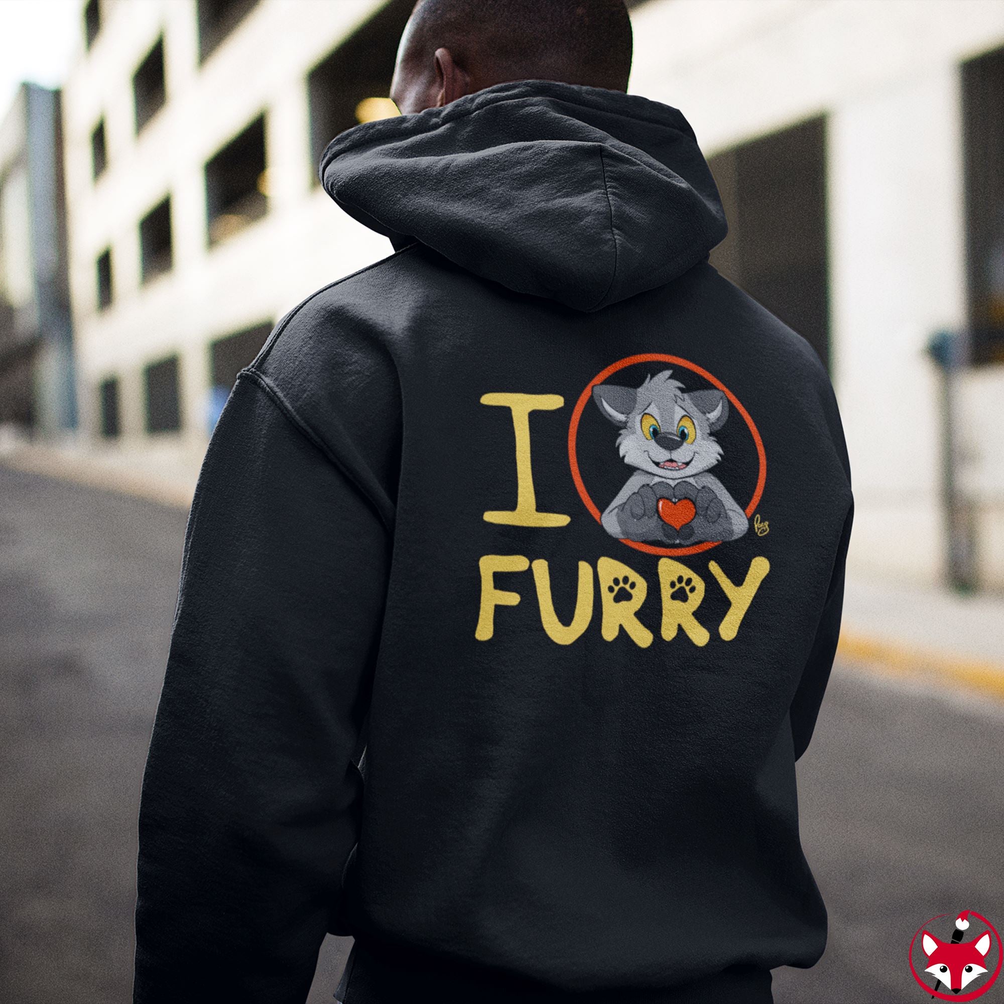 Furry store with hoodie