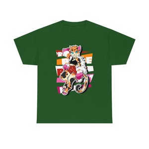 Lesbian Pride Jessica Cat - T-Shirt T-Shirt Artworktee Green S 