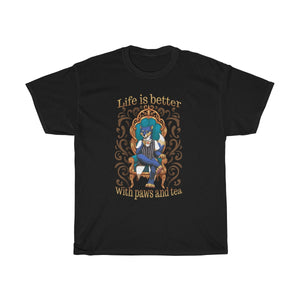 Life is better with Paws and Tea - T-Shirt T-Shirt Artemis Wishfoot Black S 