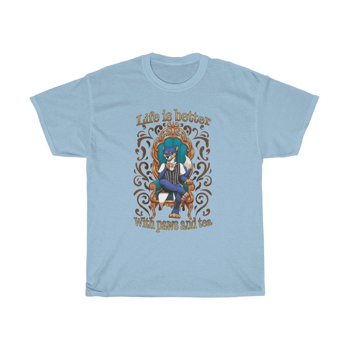 Life is better with Paws and Tea - T-Shirt T-Shirt Artemis Wishfoot Light Blue S 