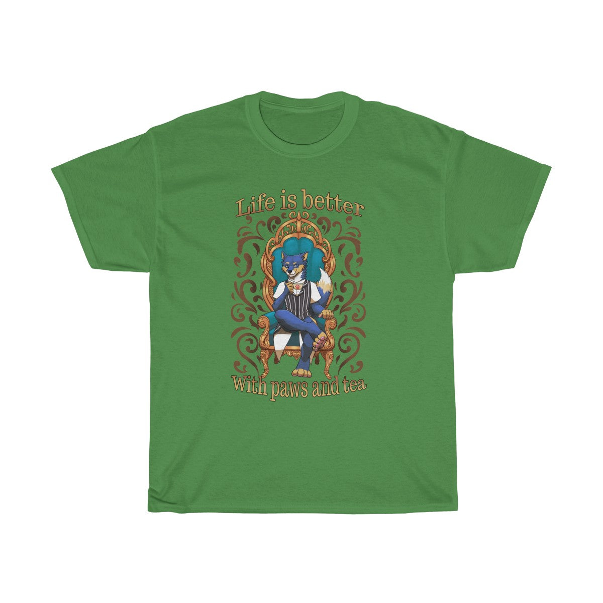 Life is better with Paws and Tea - T-Shirt T-Shirt Artemis Wishfoot Green S 