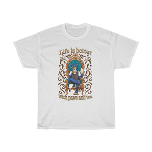 Life is better with Paws and Tea - T-Shirt T-Shirt Artemis Wishfoot White S 