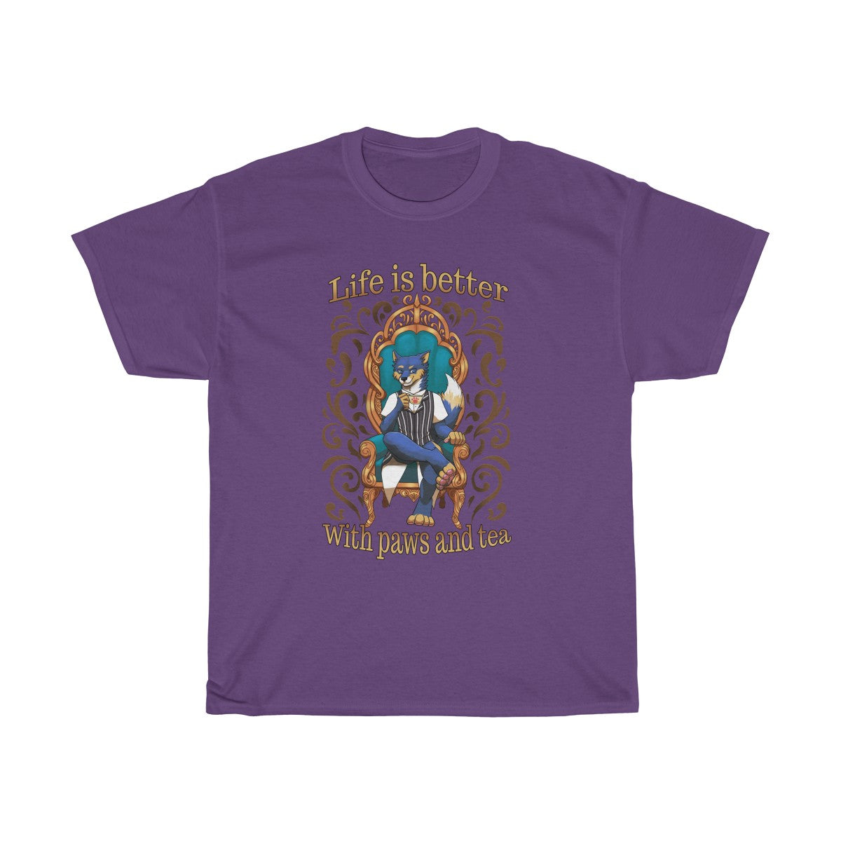 Life is better with Paws and Tea - T-Shirt T-Shirt Artemis Wishfoot Purple S 