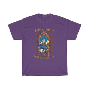 Life is better with Paws and Tea - T-Shirt T-Shirt Artemis Wishfoot Purple S 