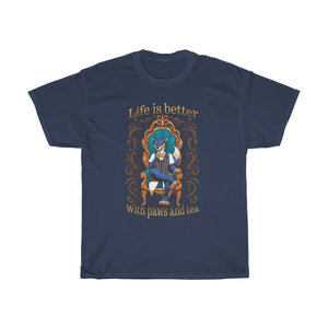Life is better with Paws and Tea - T-Shirt T-Shirt Artemis Wishfoot Navy Blue S 