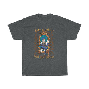 Life is better with Paws and Tea - T-Shirt T-Shirt Artemis Wishfoot Dark Heather S 