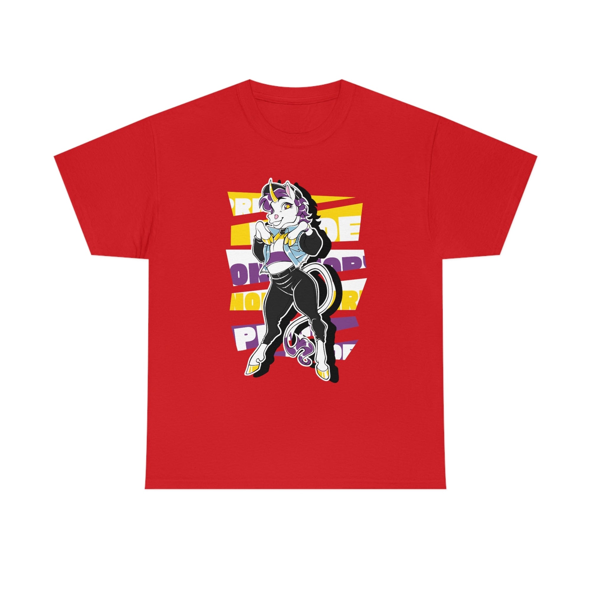 Non Binary Pride Avalon Unicorn - T-Shirt T-Shirt Artworktee Red S 