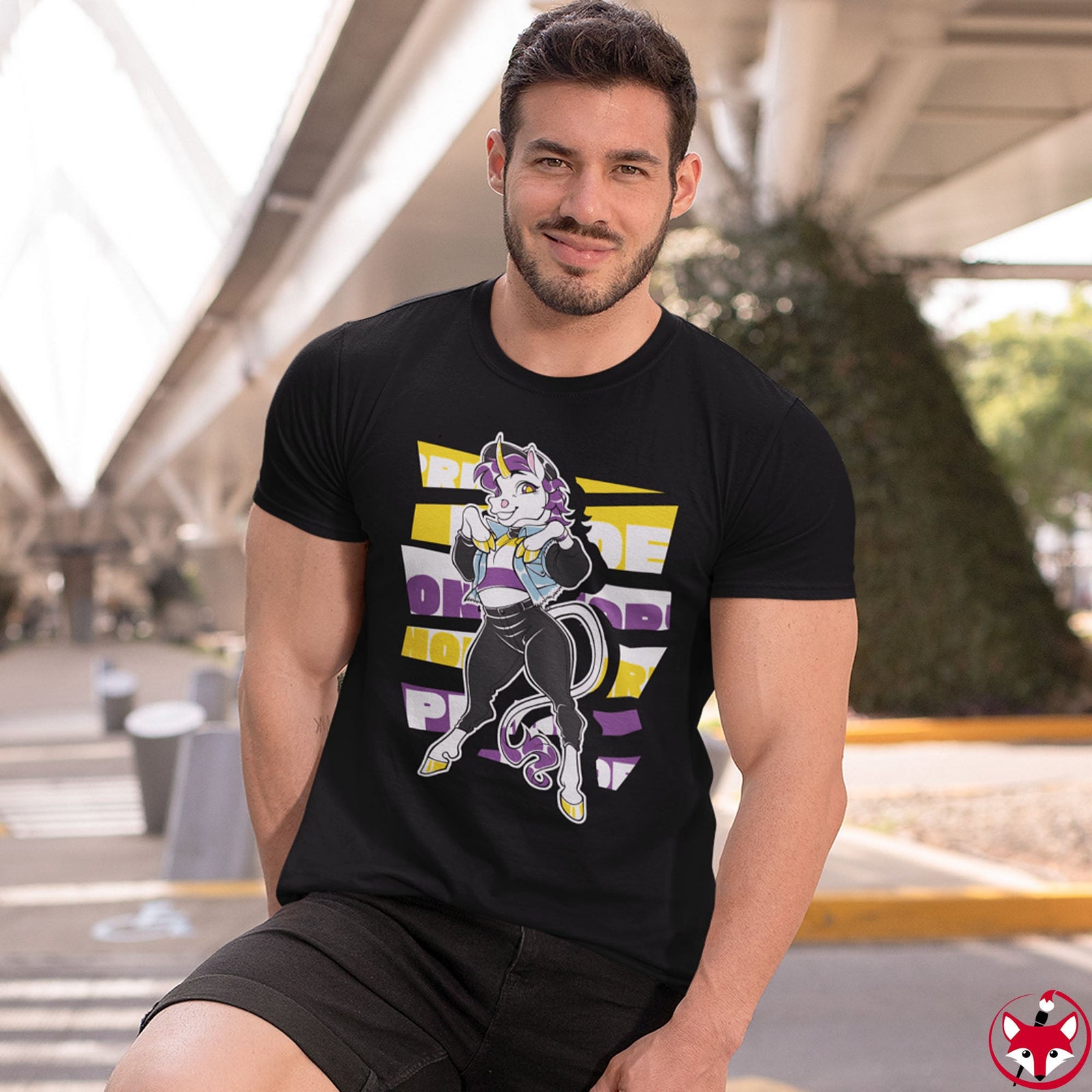 Non Binary Pride Avalon Unicorn - T-Shirt T-Shirt Artworktee 