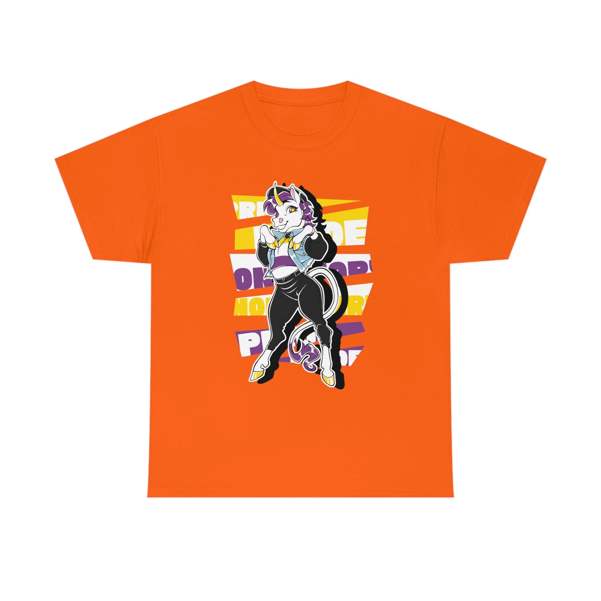 Non Binary Pride Avalon Unicorn - T-Shirt T-Shirt Artworktee Orange S 
