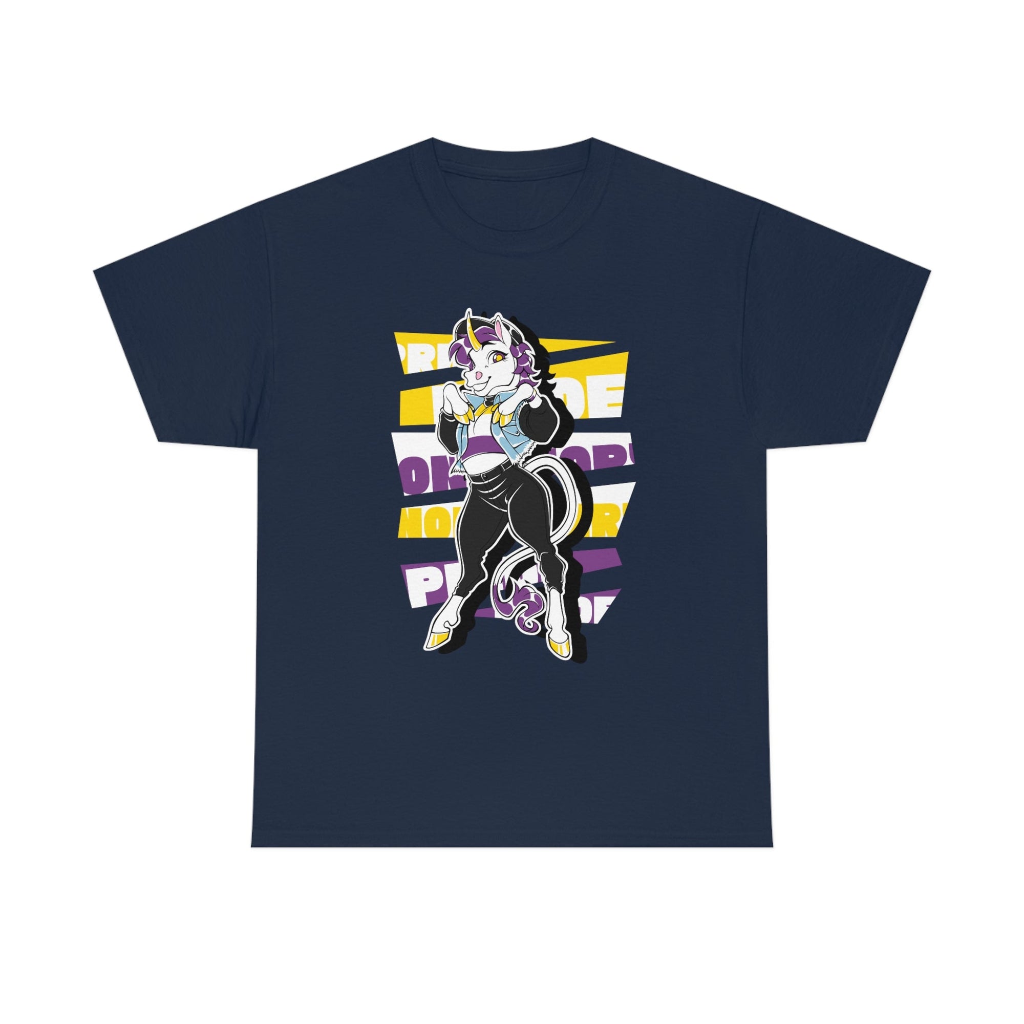 Non Binary Pride Avalon Unicorn - T-Shirt T-Shirt Artworktee Navy Blue S 
