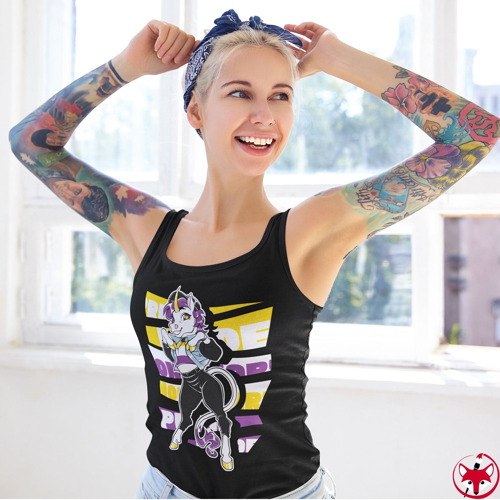 Non Binary Pride Avalon Unicorn - Tank Top Tank Top Artworktee 