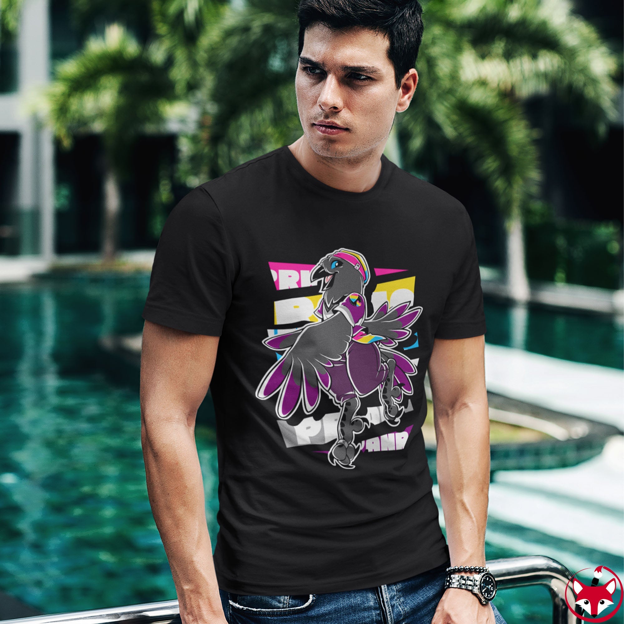 Panromantic Pride Munin Raven - T-Shirt T-Shirt Artworktee 