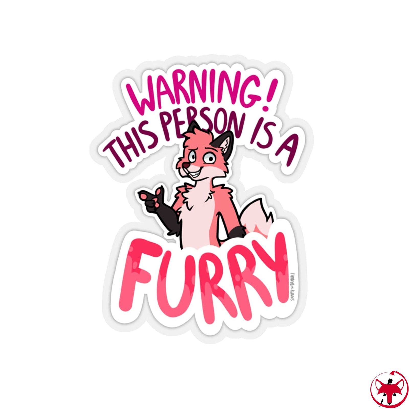 Pink Fox - Sticker Sticker Sammy The Tanuki 