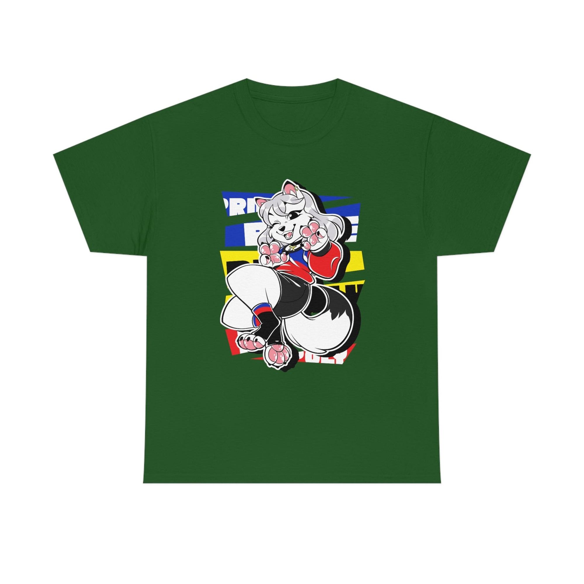 Polyamorous Pride Riley Arctic Fox - T-Shirt T-Shirt Artworktee Green S 