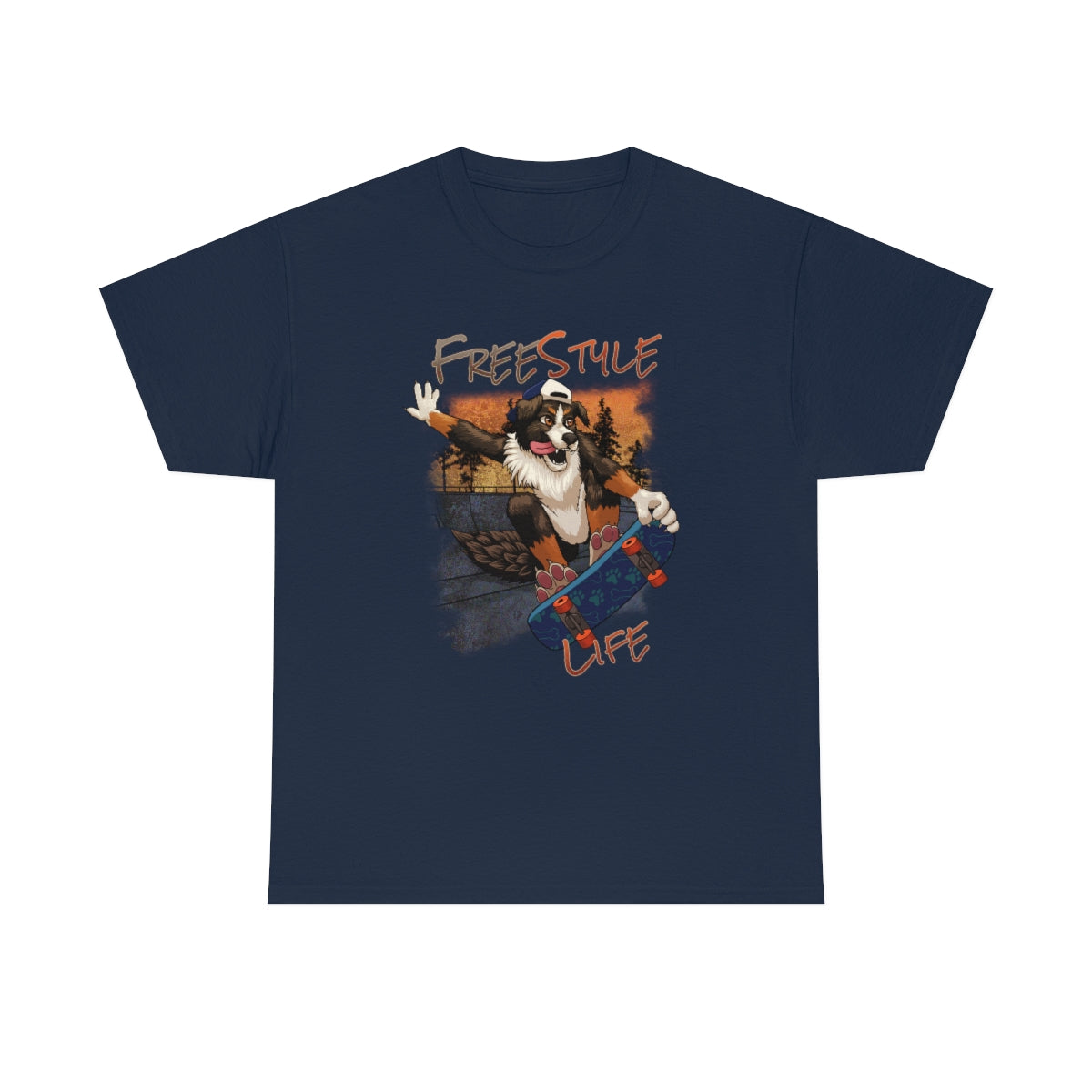 Skater Dog - T-Shirt T-Shirt Artworktee Navy Blue S 