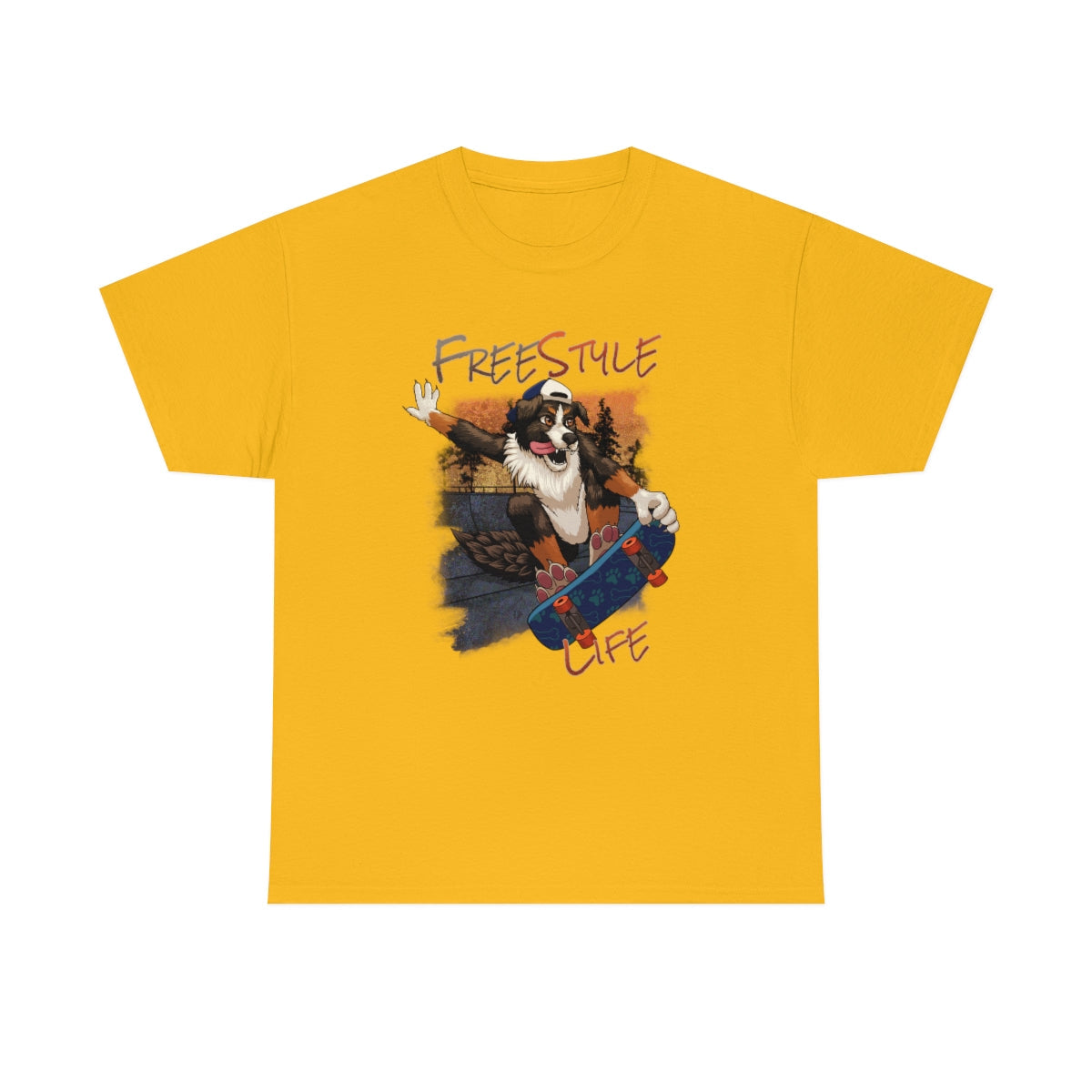 Skater Dog - T-Shirt T-Shirt Artworktee Gold S 