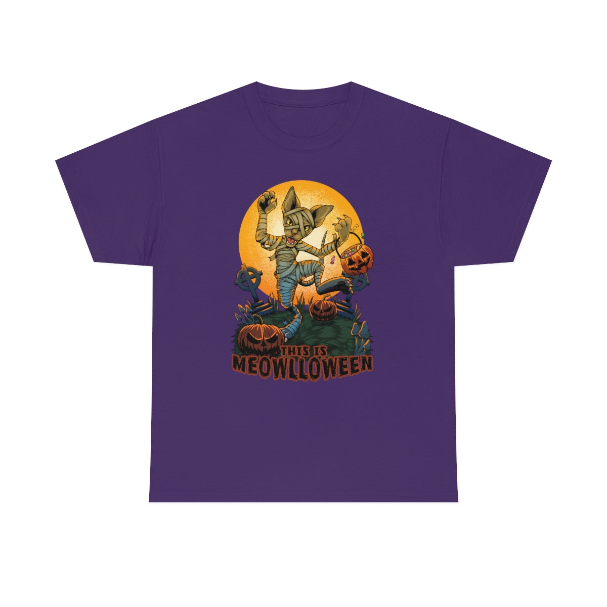This is Meowlloween - T-Shirt T-Shirt Artworktee Purple S 