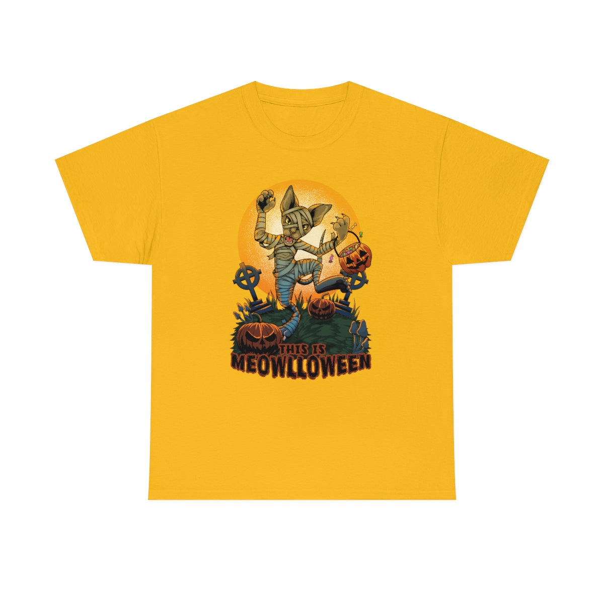 This is Meowlloween - T-Shirt T-Shirt Artworktee Gold S 