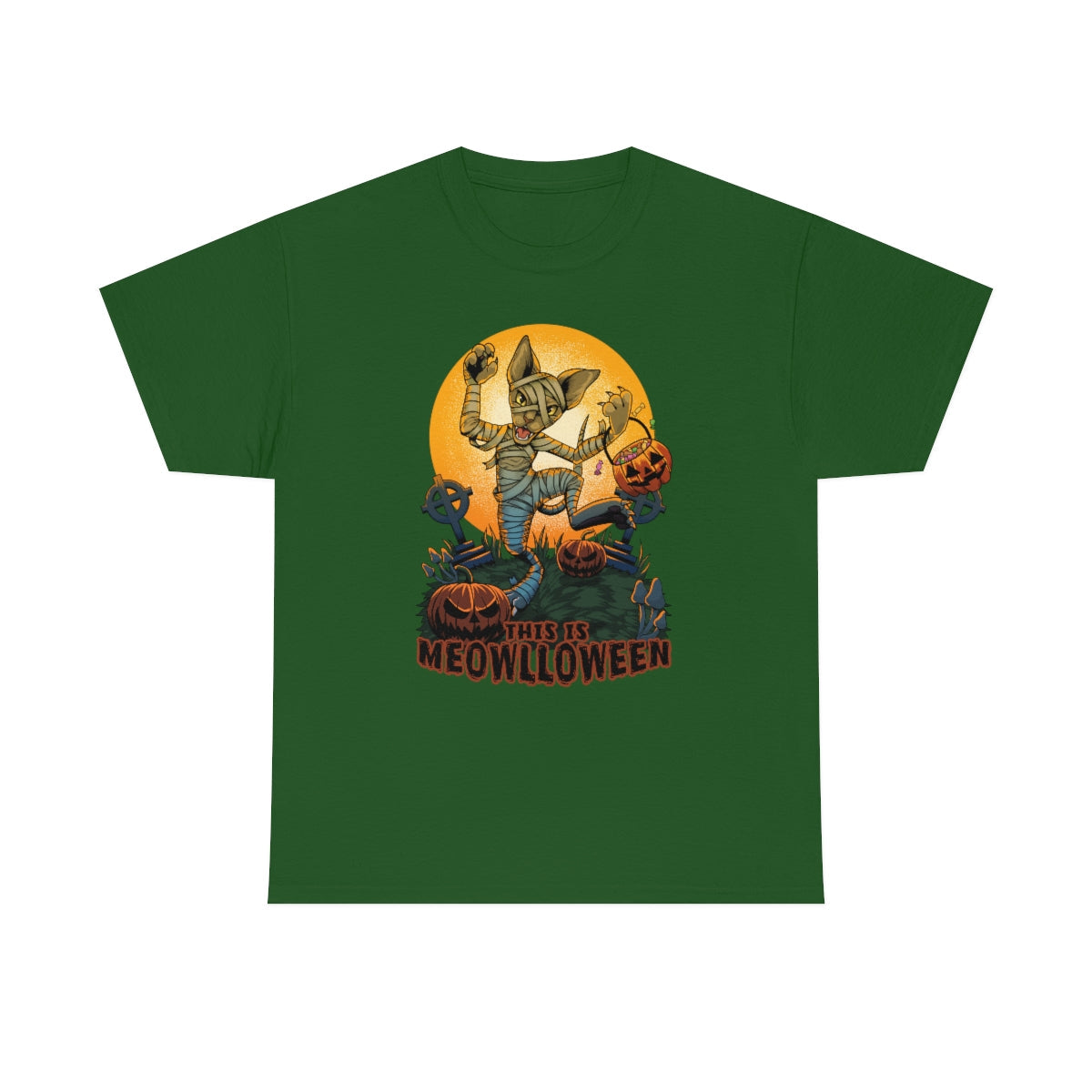 This is Meowlloween - T-Shirt T-Shirt Artworktee Green S 