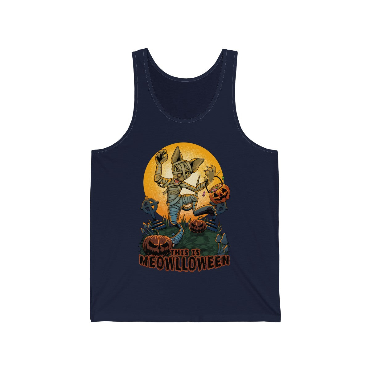 This is Meowlloween - Tank Top Tank Top Artworktee Navy Blue XS 