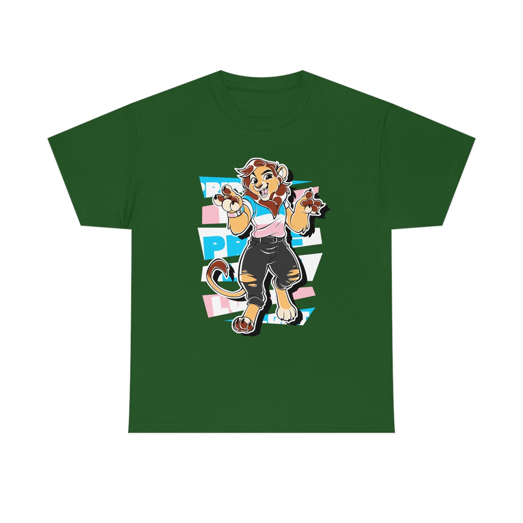 Trans Pride Charlie Lion - T-Shirt T-Shirt Artworktee Green S 
