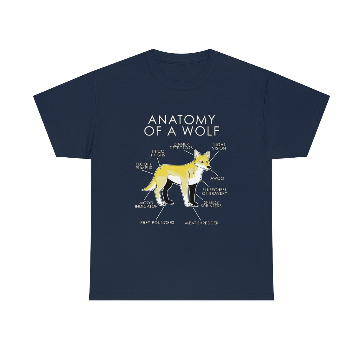 Wolf Yellow - T-Shirt T-Shirt Artworktee Navy Blue S 