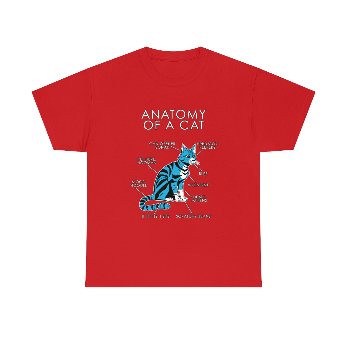 Cat Light Blue - T-Shirt T-Shirt Artworktee Red S 