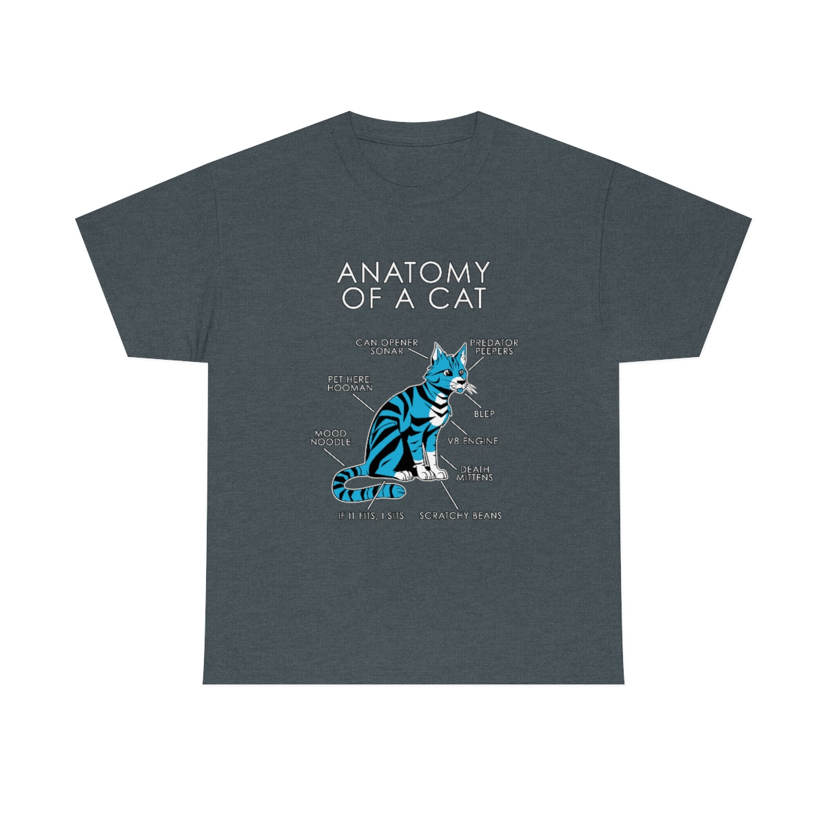 Cat Light Blue - T-Shirt T-Shirt Artworktee Dark Heather S 